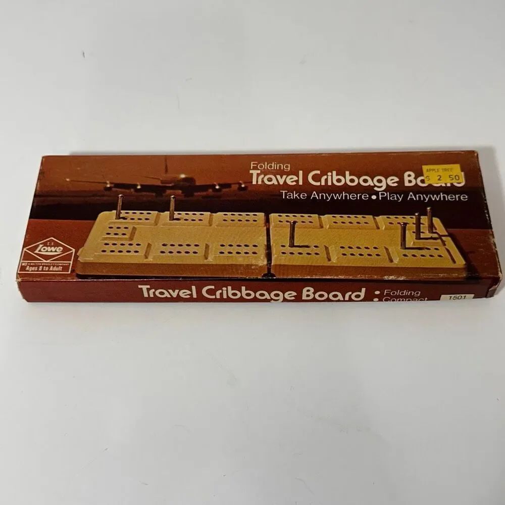 Vintage Milton Bradley E.S. Lowe Folding Travel Cribbage Board Folding Travel Ga